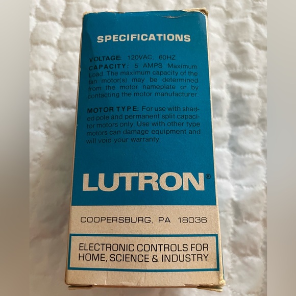 FANDIAL® LUTRON FAN SPEED CONTROL 120V  60HZ FS-5F - Picture 6 of 8